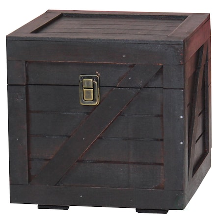 Vintiquewise Stackable Wooden Cargo Crate Style Storage Chest, Black QI003613.BL